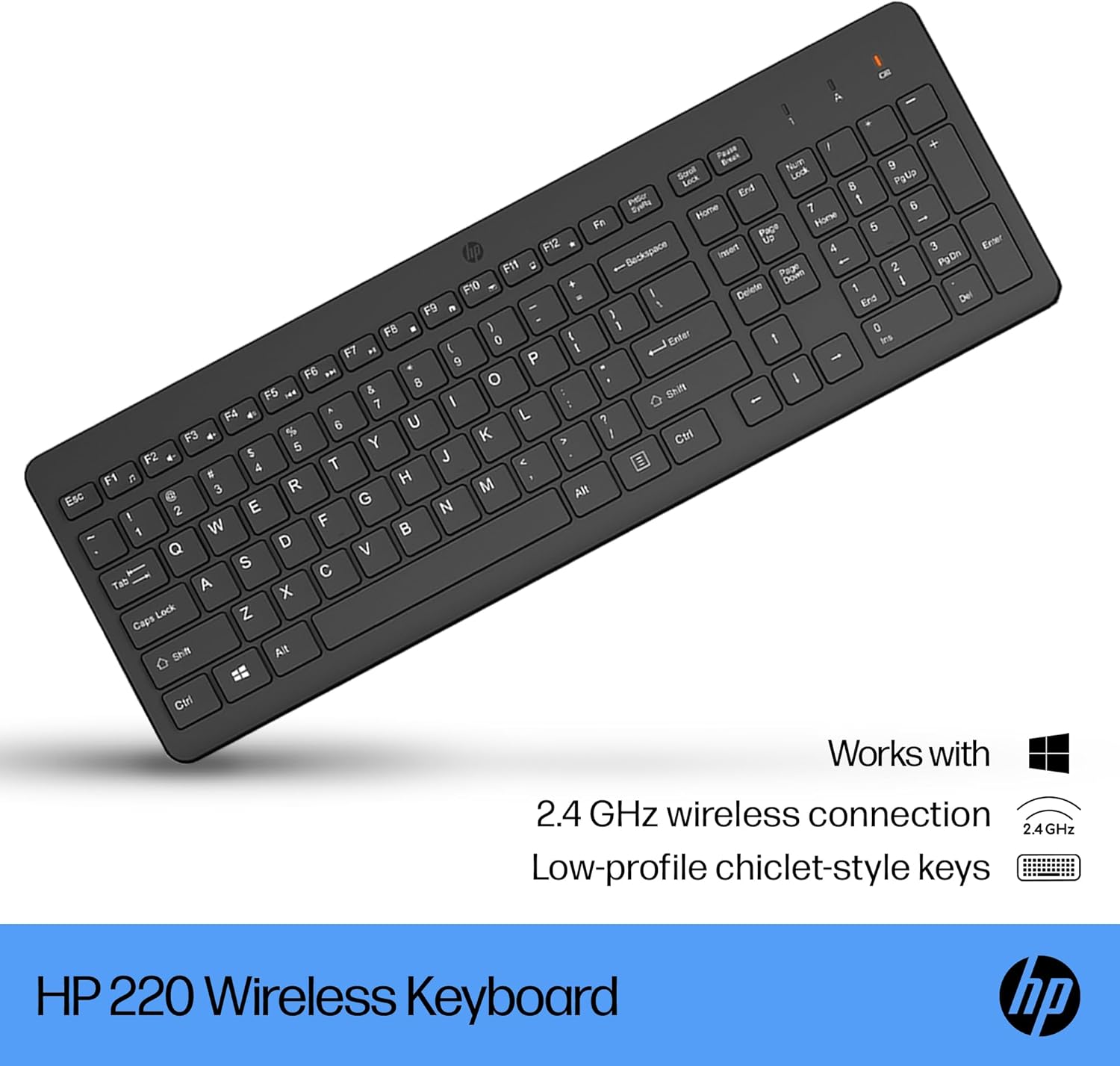 Teclado Inalámbrico HP 220 2.4GHz USB Chiclet Negro