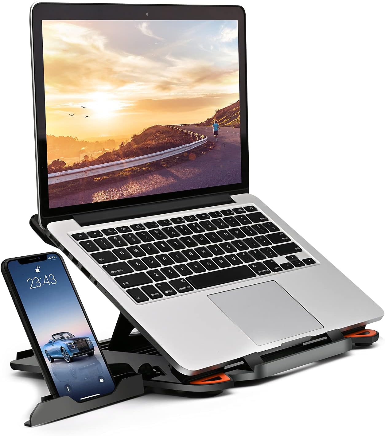 Soporte ergonómico ajustable para laptop KENTEVIN (con rotación 360° y soporte para teléfono)