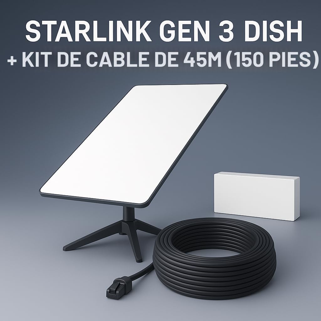 Kit de Internet Satelital Starlink Gen 3 WiFi 6 – Alta Velocidad para Zonas Rurales