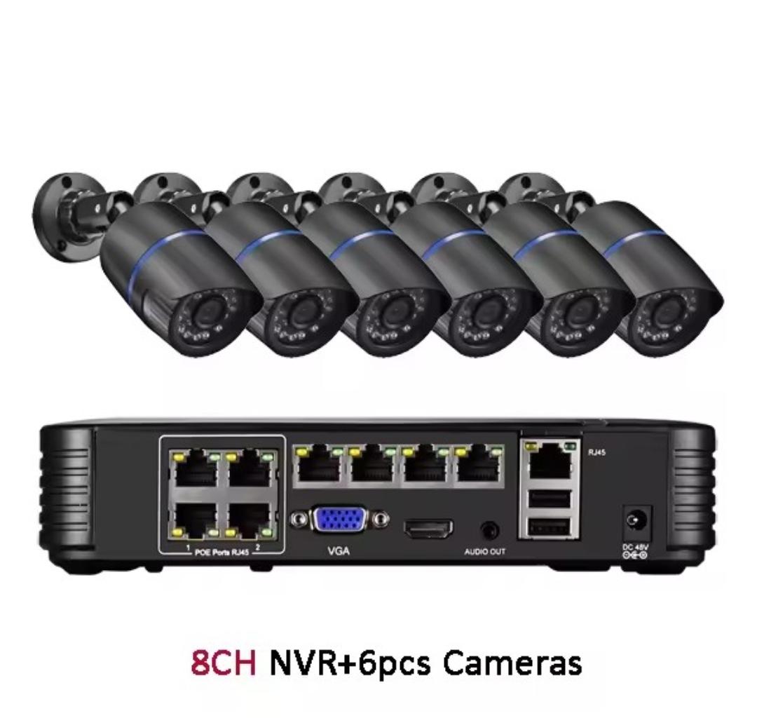🎥 Kit Sistema de X4 Cámaras de Seguridad 4K 8MP POE con NVR H.265 8 Pueros POE+ – Kit CCTV Exterior con Audio y Visión Nocturna