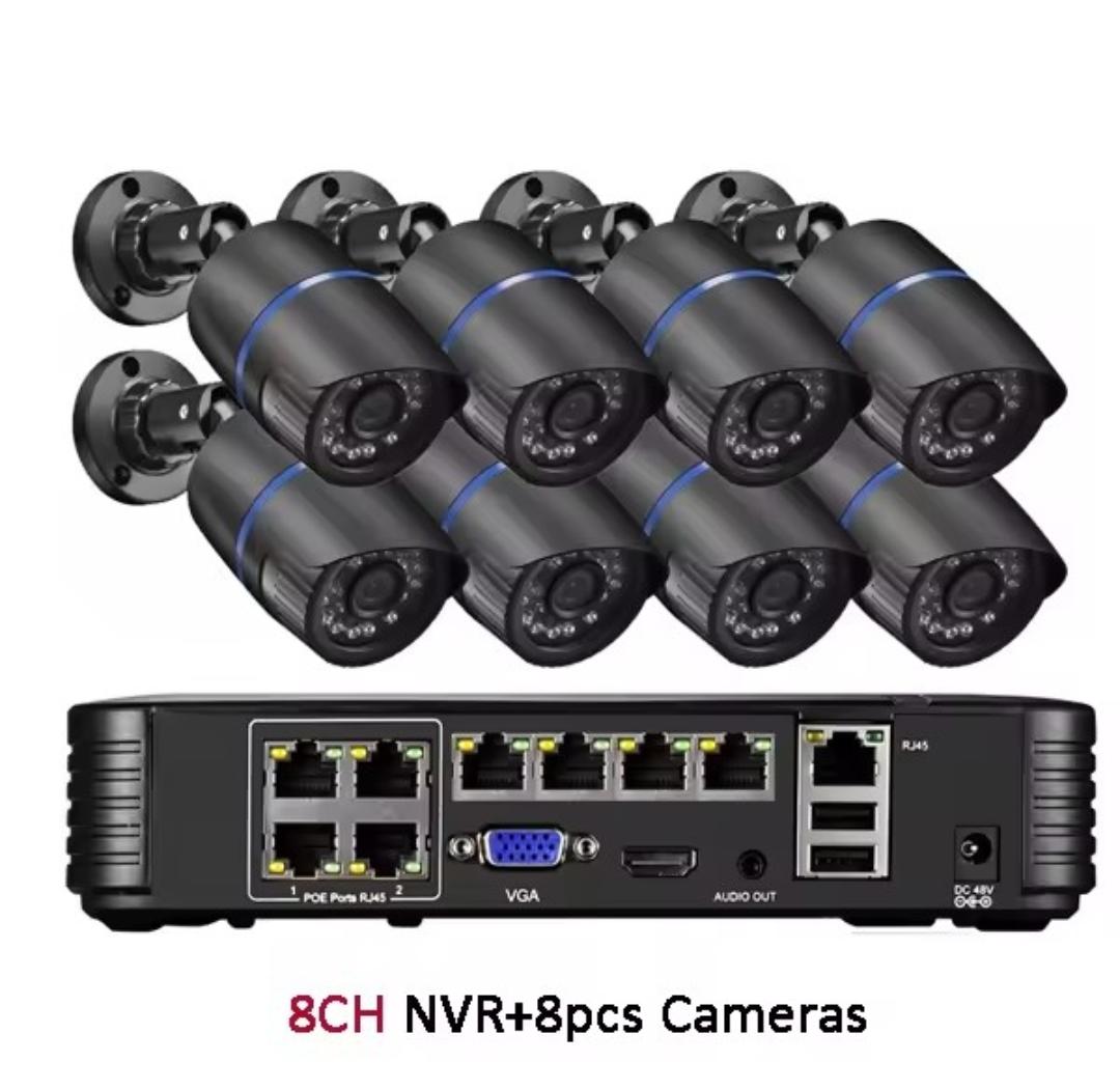 🎥 Kit Sistema de X4 Cámaras de Seguridad 4K 8MP POE con NVR H.265 8 Pueros POE+ – Kit CCTV Exterior con Audio y Visión Nocturna